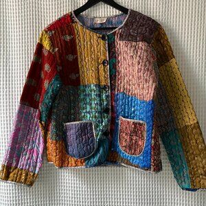 Quilts Ltd. Sedona handmade wearable art quilted multicolored jacket women's med